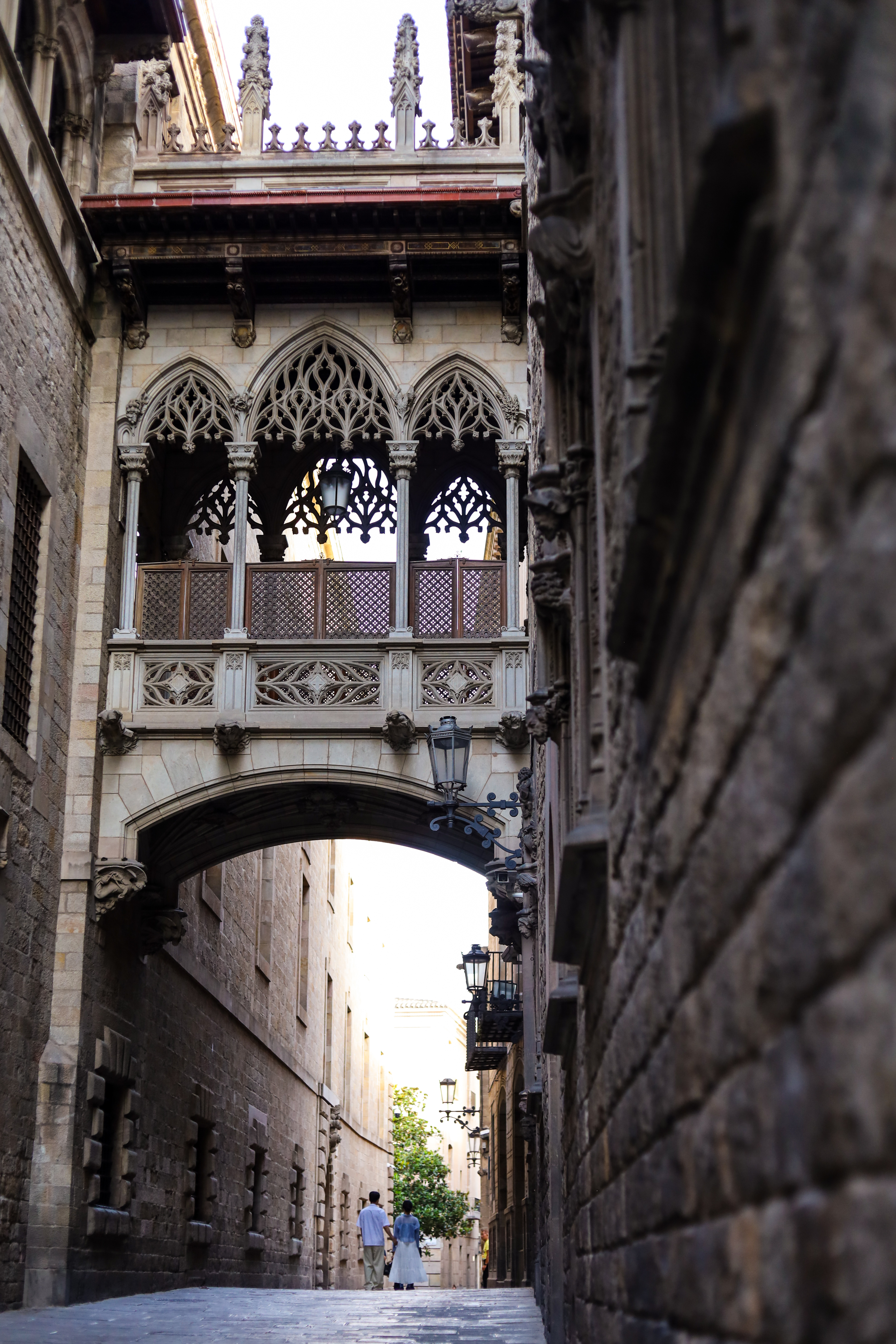 Vivid Barcelona streets portrait